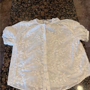 & Other Stories Cream Blouse with Floral Details